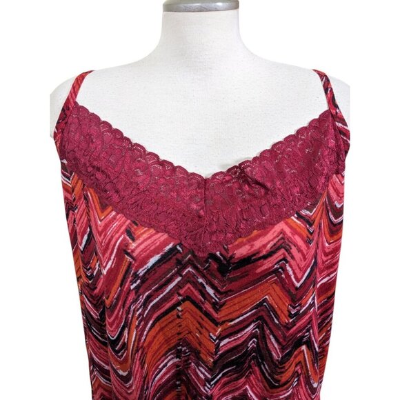 Vintage 90s Y2K Faded Glory Tank Top Women Plus 3X Red Lace Trim Sweetheart Neck - Picture 2 of 7